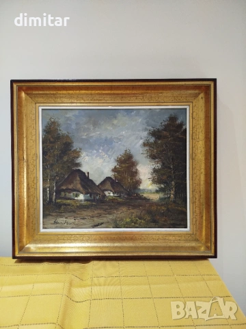 Пейзажна маслена картина върху платно с подпис  , снимка 2 - Картини - 53874457