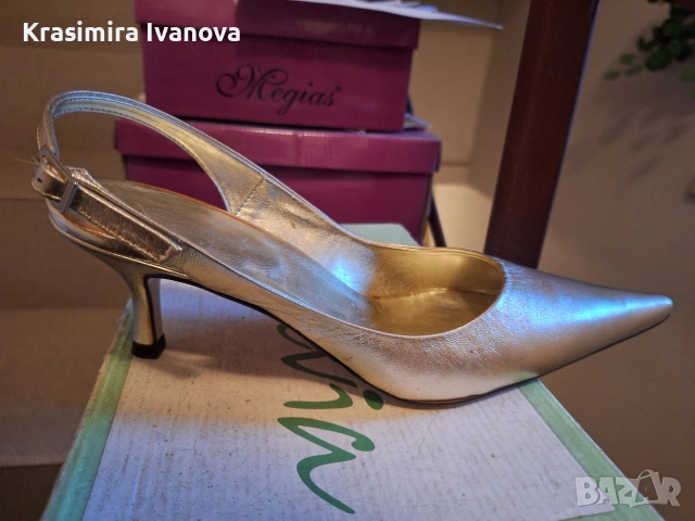 нови обувки естествена кожа цвят злато , снимка 2 - Дамски обувки на ток - 54209724