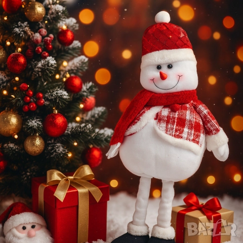 Декоративен коледен снежен човек с дълги крака – 80 см, снимка 3 - Други стоки за дома - 52134103