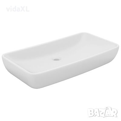 vidaXL Луксозна правоъгълна мивка матово бяла 71x38 см керамика(SKU:146954
