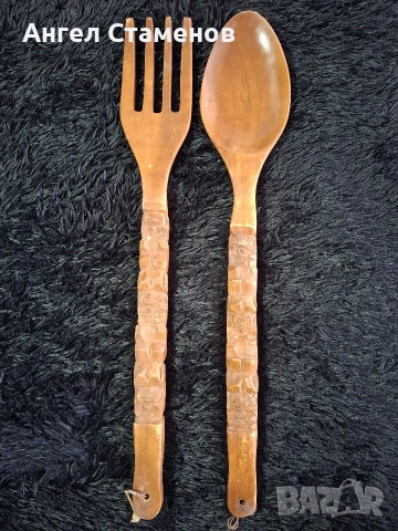 Продавам вилица и лъжица дърворезба от Германия , снимка 2 - Антикварни и старинни предмети - 53372751
