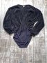 Черно еластично парти официална рипс V образно боди деколте с прехлупване , снимка 1 - Блузи с дълъг ръкав и пуловери - 45750549