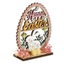 Великденска дървена декорация – яйце с заек, сухи цветя и надпис Happy Easter, 12×2×15см_1233675, снимка 2