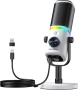 Микрофон Aokeo USB/XLR динамичен настолен микрофон с RGB светлина, бял, снимка 1