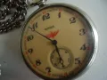 № 7991 стар джобен часовник - Molnija   - релефен орнамент - влак  - механичен  - работещ  - соц.пер, снимка 7