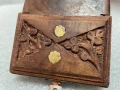 Малка стара Гравирана дървена Кутия за бижута, снимка 11