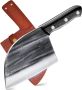 Професионален нож за готвач ENOKING, 6,7 инча, ръчно изработен, кован с кожена кания, снимка 1