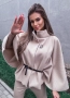 Дамско елегантно бежово пончо с колан , снимка 8