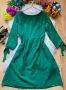 Зелена свободна рокля с колан, снимка 1 - Рокли - 45713719