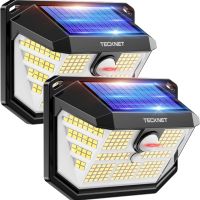 TECKNET Външна соларна лампа 231 LED, 3 режима на сензор за движение, стенна лампа, 2 броя, снимка 1 - Соларни лампи - 45608596