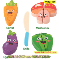 Комплект зеленчуци за рязане от дърво - КОД 3580, снимка 1 - Образователни игри - 45053209
