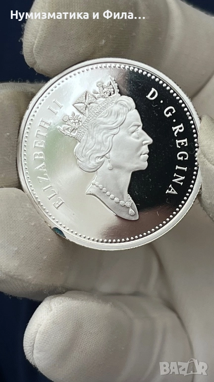 Сребърна монета Канада 1 долар  2003 100 години - добив на кобалт, снимка 1