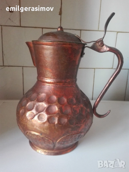 Медна сигнална тръба медна кана и месингов мангал . , снимка 1