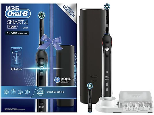 Електрическа четка за зъби Oral-B Smart 4 4500 Black Edition, Черна, снимка 1