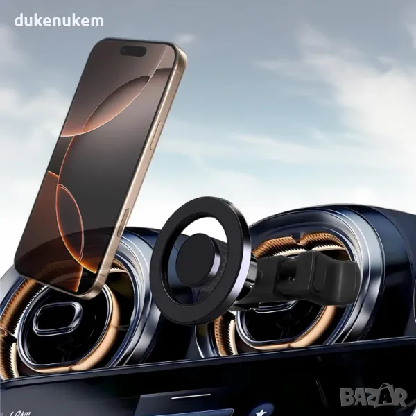 Магнитна стойка за телефон, за кръгли вентилационни отвори за Mercedes, снимка 1