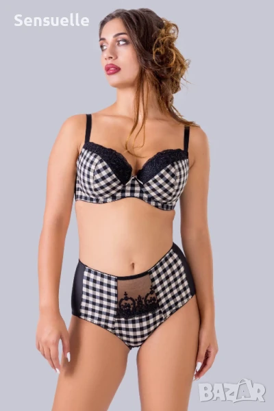 Дантелен сутиен за среден и голям бюст в бяло и черно VB002, снимка 1