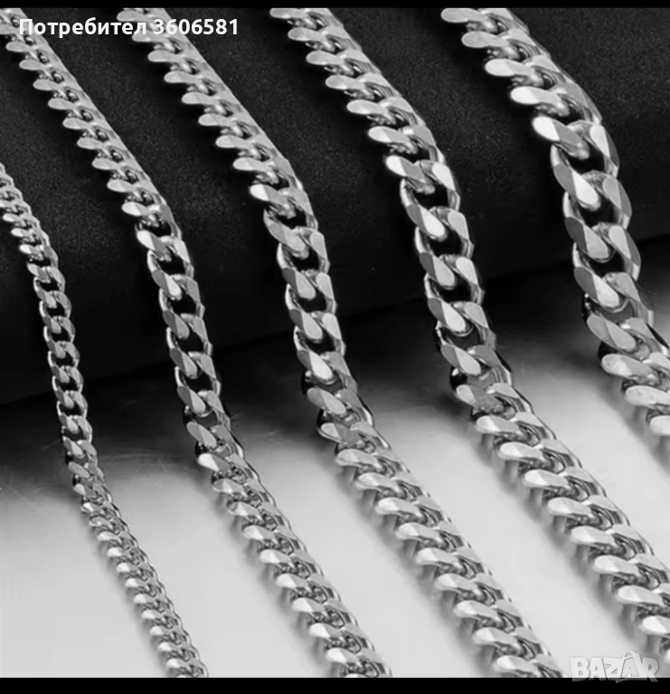 Хип - Хоп/Рапърско семпло колие от титаниева стомана с различни размери 50, 60,70 см дължина, снимка 1