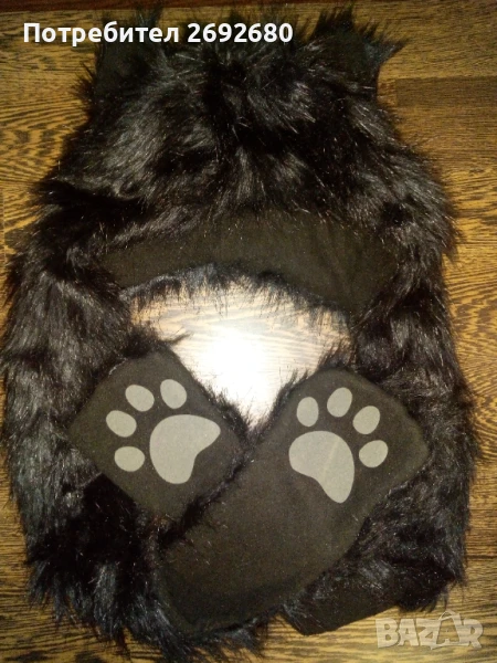 Нова черна шапка-коте с ушички и лапички/универсален размер , снимка 1