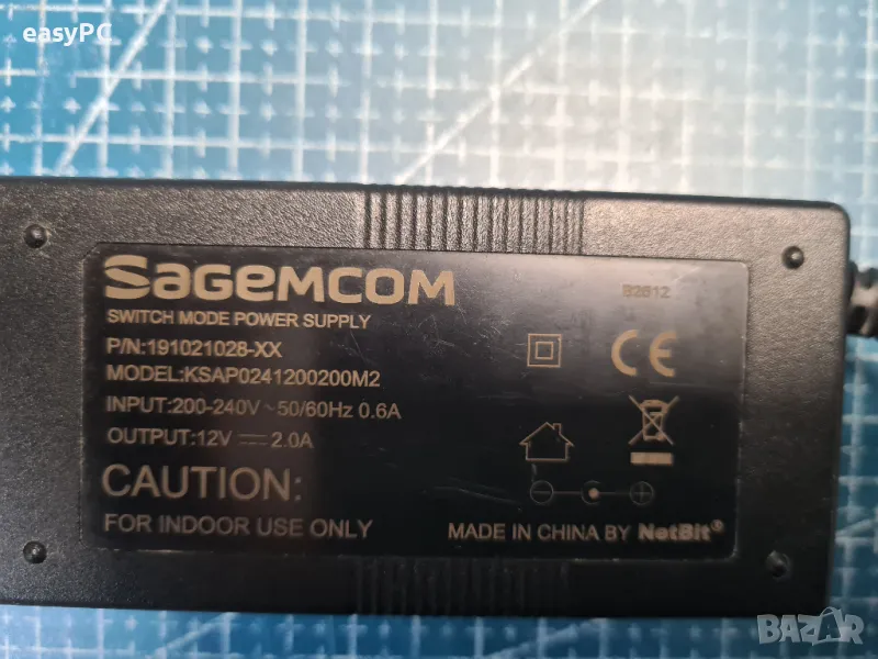 Оригинален захранващ адаптер SAGEMCOM  12V 2.0A , снимка 1