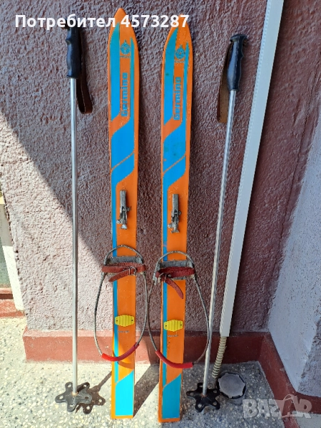 Детски ретро ски произведени в Германия с дължина 100 см и щеки 95 см  запазени, снимка 1