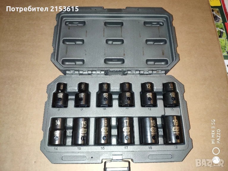 GEARWRENCH 1/2 12броя 8-19mm ударни вложки камъни хром-молибденова стомана, снимка 1