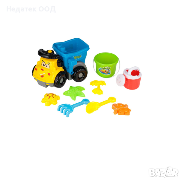 Комплект плажен, камион 8 аксесоара, жълт, снимка 1