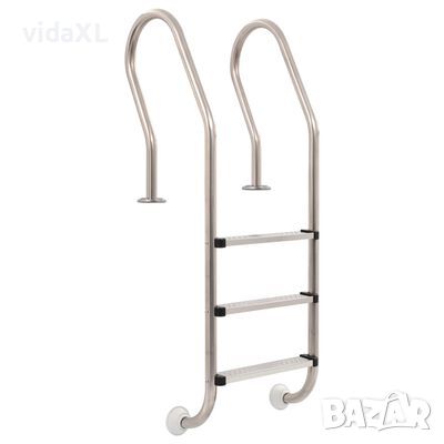vidaXL Стълба за басейн с 3 стъпала, неръждаема стомана 304, 120 см(SKU:91733, снимка 1