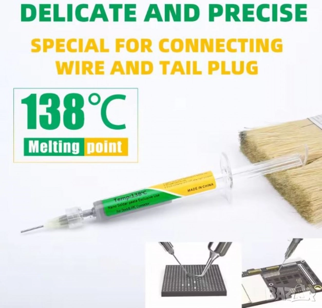 Паста за запояване в спринцовка KEK – безоловна, 138°C, 15гр., снимка 1