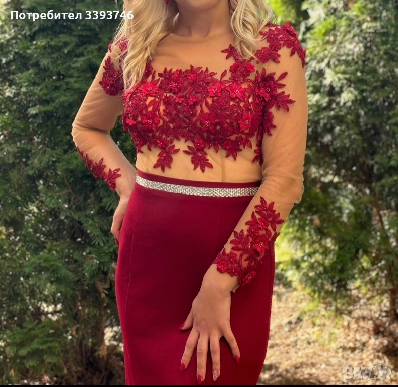 червена дълга рокля , снимка 1