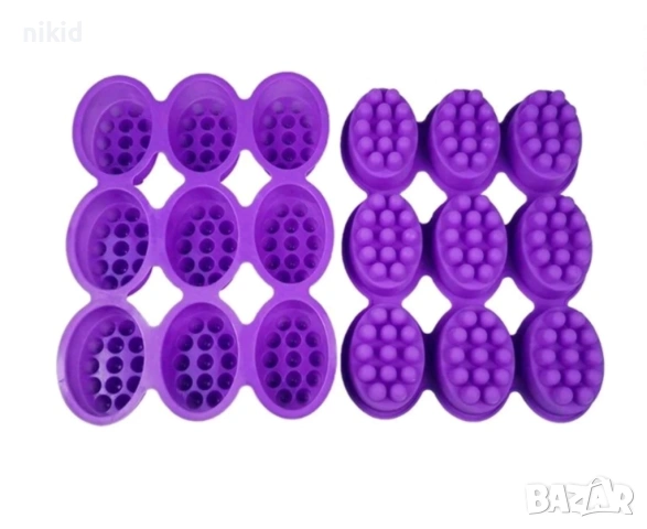 9 гнезда Силиконов молд форма калъп за направа на ексфолиращ масажен масажиращ сапун, снимка 3 - Форми - 54210404