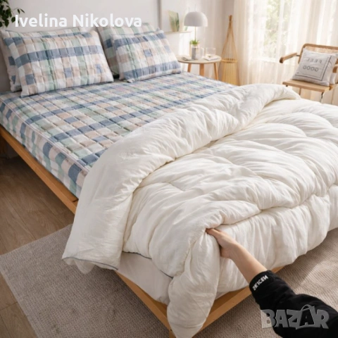 Капитониран чаршаф от нетъкана материя 1,80 x 2,00 м + 2 калъфки + Подарък Зимен юрган с овча вълна , снимка 7 - Спално бельо - 53399967