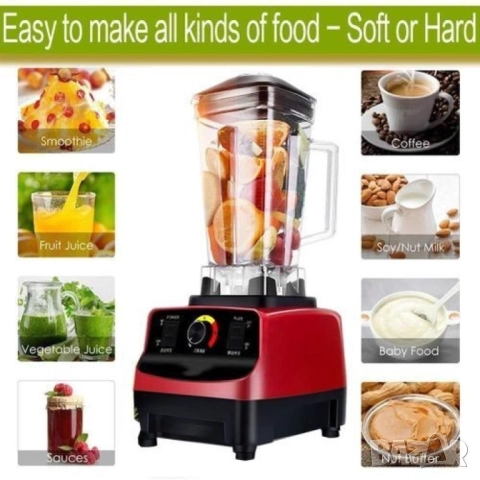 Професионален блендер 4в1 с 2 литра вместимост и 3200W мощност, снимка 3 - Друга електроника - 52069281