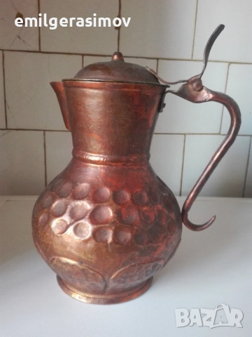 Медна сигнална тръба медна кана и месингов мангал . 