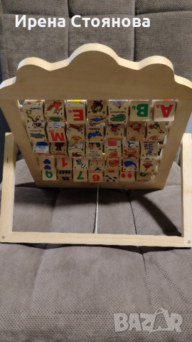 Дървена детска образователна играчка. Немска азбука и числа с примерни думички и картинки. , снимка 8 - Образователни игри - 45036146
