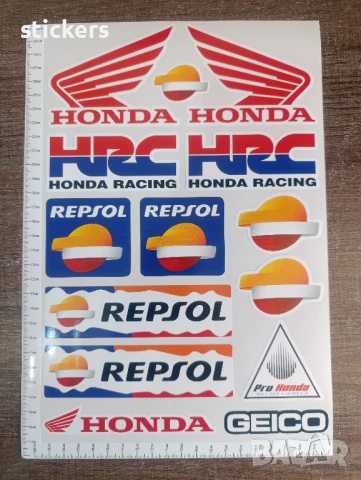 Стикери за Мотор Хонда HRC Repsol Geico Honda, снимка 2 - Аксесоари и консумативи - 51368835