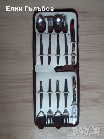 Комплект-вилици,лъжици и нож "ВТ" в стилен несесер,ретро