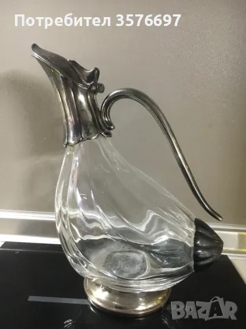 Стар декантер за вино с посребрен обков, снимка 2 - Антикварни и старинни предмети - 50048069