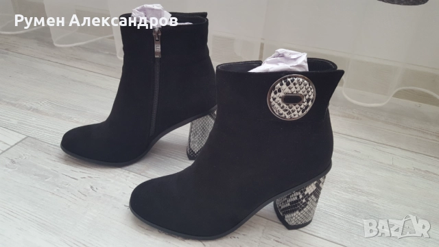 Чисто нови черни велурени дамски боти ELIZA РАЗМЕР 38, снимка 6 - Дамски боти - 52585423