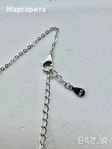Сребърно колие с мойсанит (диамант) , снимка 2 - Колиета, медальони, синджири - 51533767