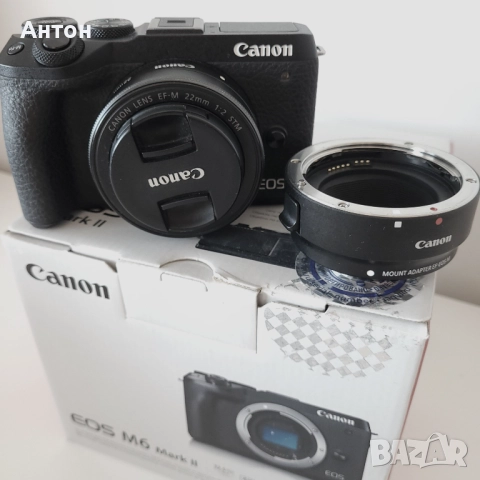 Canon m6 II + с обектив Canon 20mm f/2.0 + EF-m адаптер + клетка