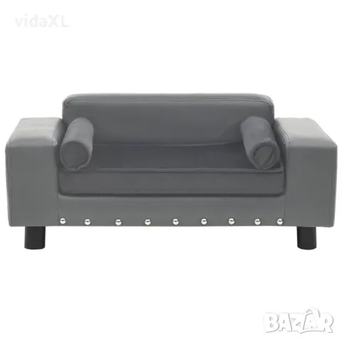 vidaXL Кучешки диван, сив, 81x43x31 см, плюш и изкуствена кожа（SKU:170953）, снимка 3 - За кучета - 48599719