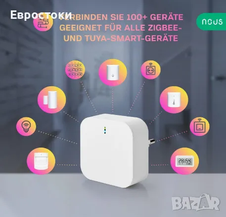 Смарт хъб NOUS E1 ZigBee Gateway, ZigBee 3.0, Bluetooth, Smart Life/Tuya App. ZigBee 3.0 и Tuya Blue, снимка 4 - Друга електроника - 47123955