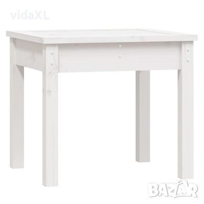 vidaXL Градинска пейка, бяла, 50x44x45 см, борово дърво масив