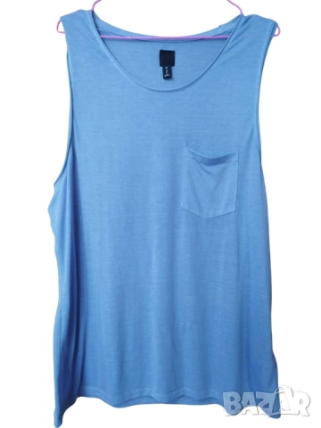 Мъжки потник с джоб H&M, 65% полиестер, 35% памук, Светлосин, XL