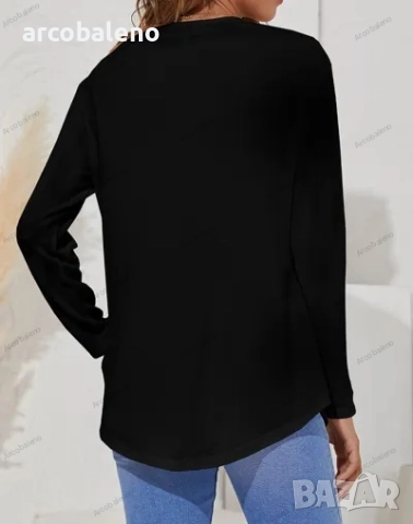 Дамска едноцветна ежедневна блуза с копчета и дълги ръкави, 4цвята , снимка 7 - Блузи с дълъг ръкав и пуловери - 42400236