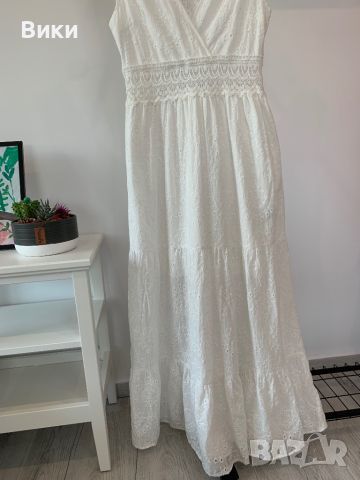 Дълга бяла рокля в размер 38, подходяща за S/M, снимка 15 - Рокли - 46260512