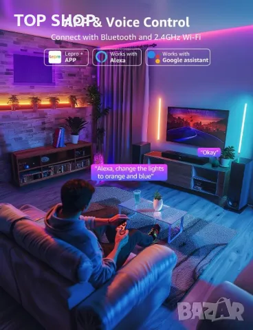 Интелигентна стенна лампа Lepro WL1, синхронизация, 6 бр. с 2 ъгъла, снимка 9 - Лед осветление - 49971279