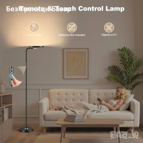 Нова LED подова лампа 36W 3200lm с дистанционно, димер, 5 цвята за дом, снимка 3 - Лед осветление - 53374541