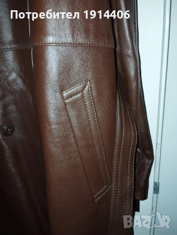Кожено палто шуба с вълнена подплата и кожена яка, всичко естествена кожа, снимка 7 - Палта - 50585443