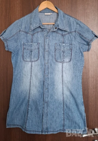 FRANSA Дамска дънкова риза с къс ръкав-размер S/M, снимка 1